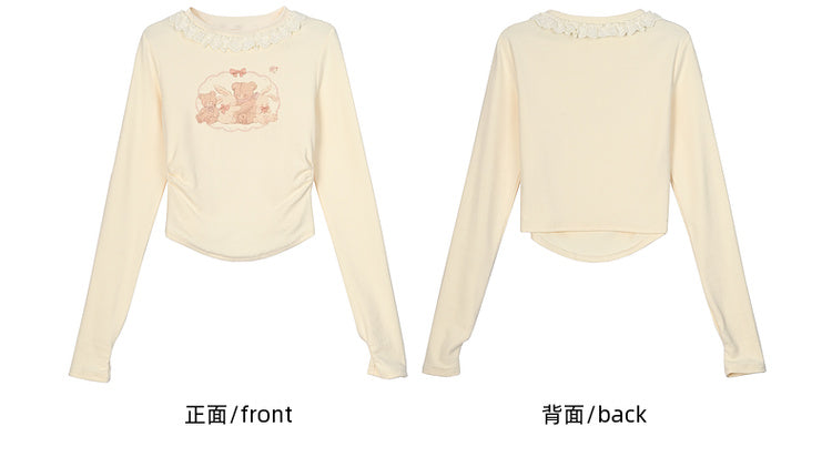 アプリコットバニー&テディベア ロングスリーブ トップス ルーシュ