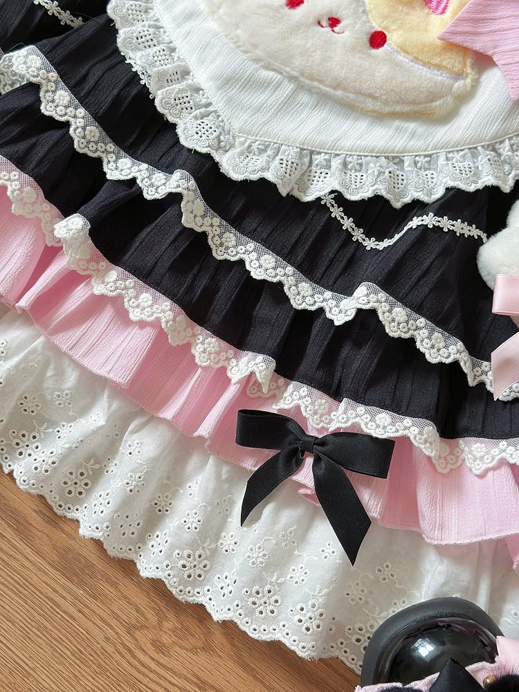 with Maid Pink Sailor Collar Apron Heart Lolita Black and Sweet Dress Kitty