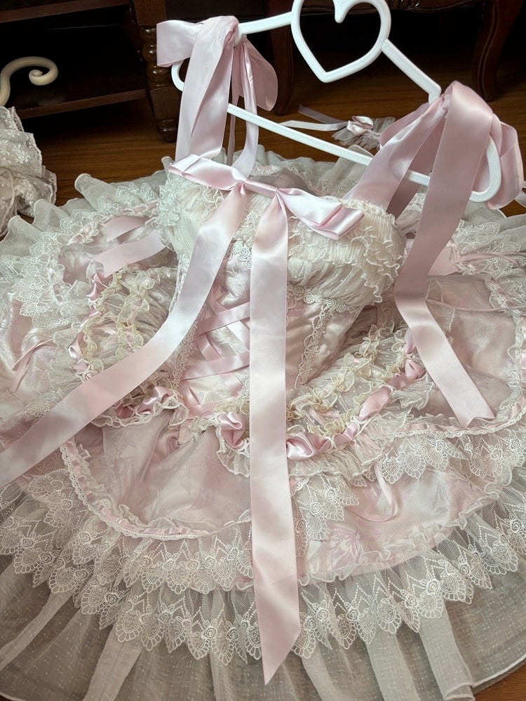 Boned Waist Lolita Princess Basque Bust 80-88CM Balletcore Pink Skirt Clearance-Size Jumper S for