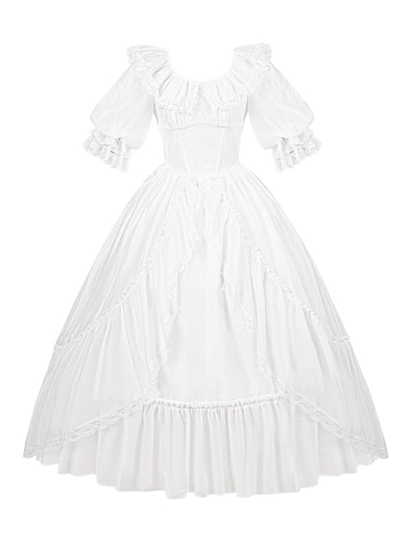 Basque Dress Boned Elastic White Classic Waist All Lolita Neckline