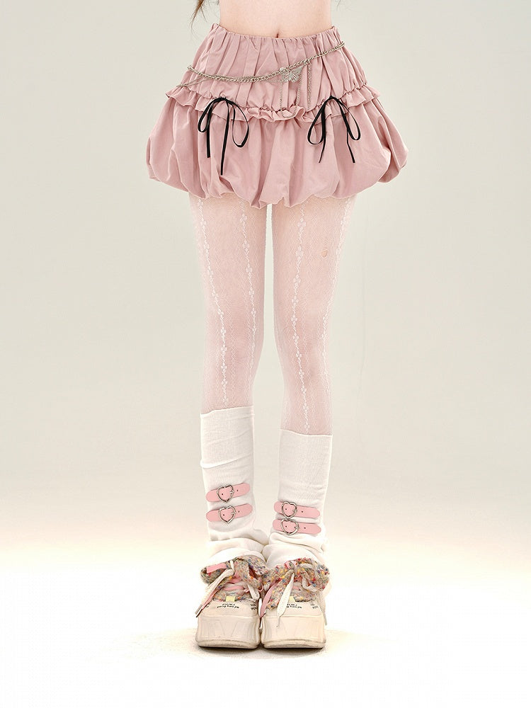 Bowknot Bubble with Pink Details Skirt