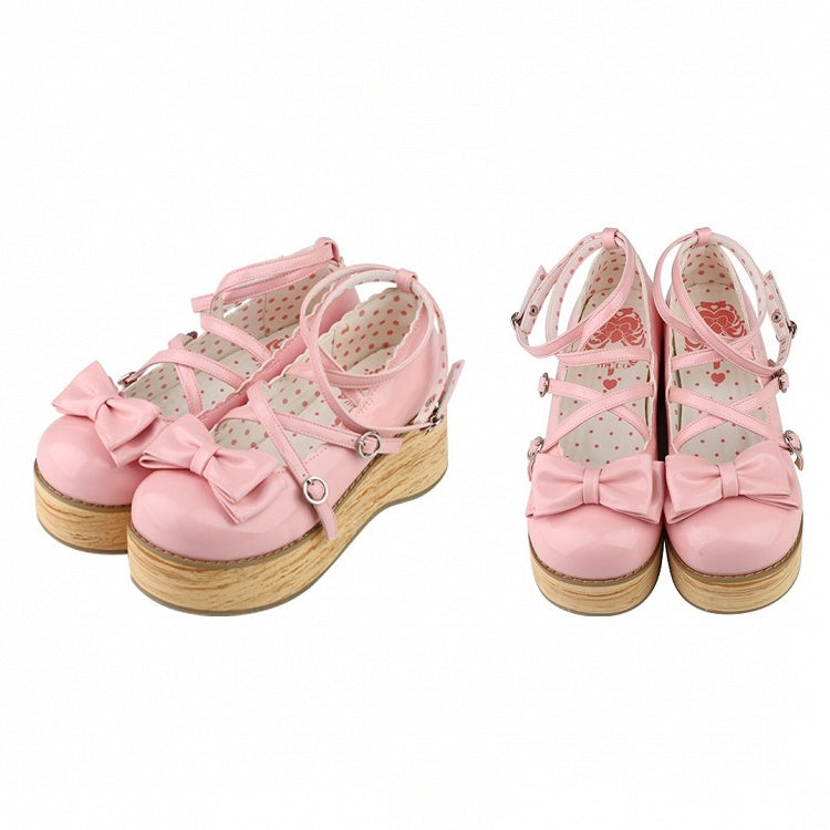 Lolita Zehenschuhe Plateau Rund Süß - Pink Peach