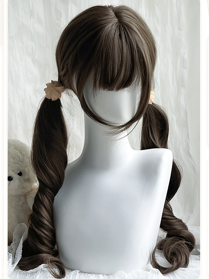Brown Synthetic Wig Ponytail 75CM Double Bangs Air With