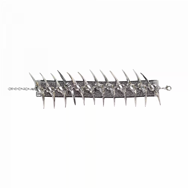 Y3K Fashion Futuristic Cyberpunk Silver Snake Bone Bracelet