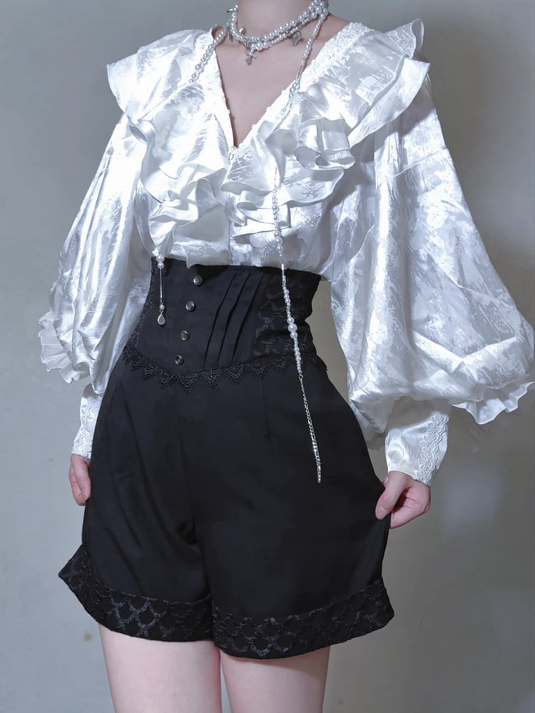 Corset Black Belt High Shorts Waist Boned Ouji Prince Lolita