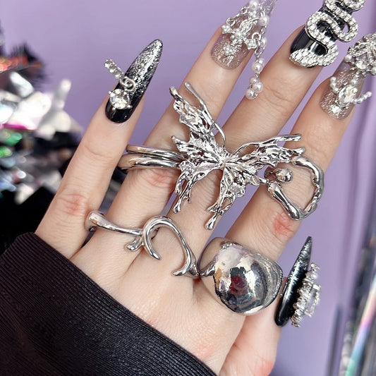 Set Rings Cyberpunk 8 Silver