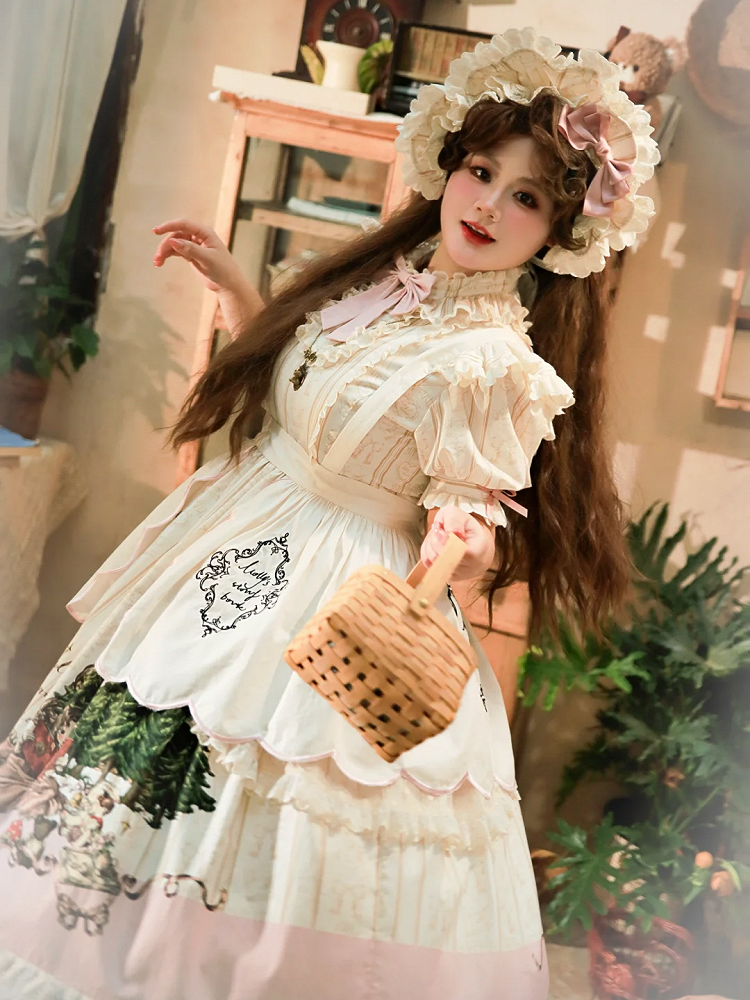 Creamy Pink Lolita Decorated Bonnet Bowknot