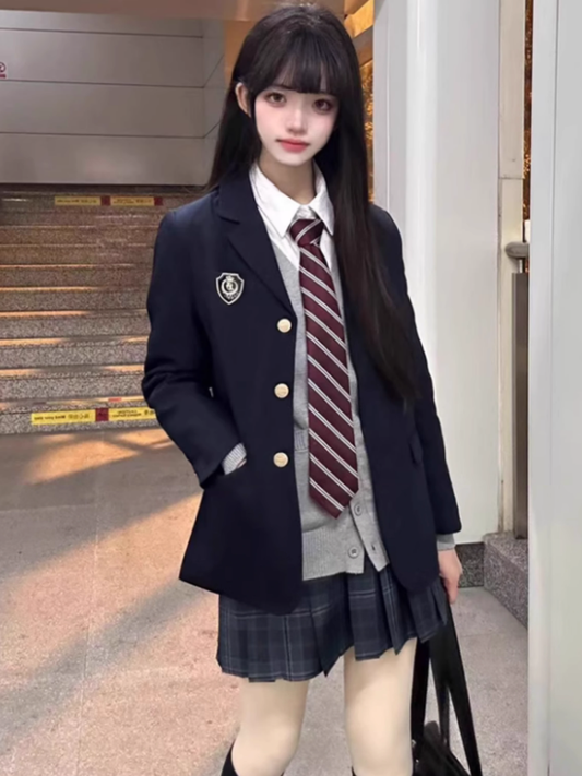 Muster Uniform Plaid Plissee JK 39CM Rock Blau