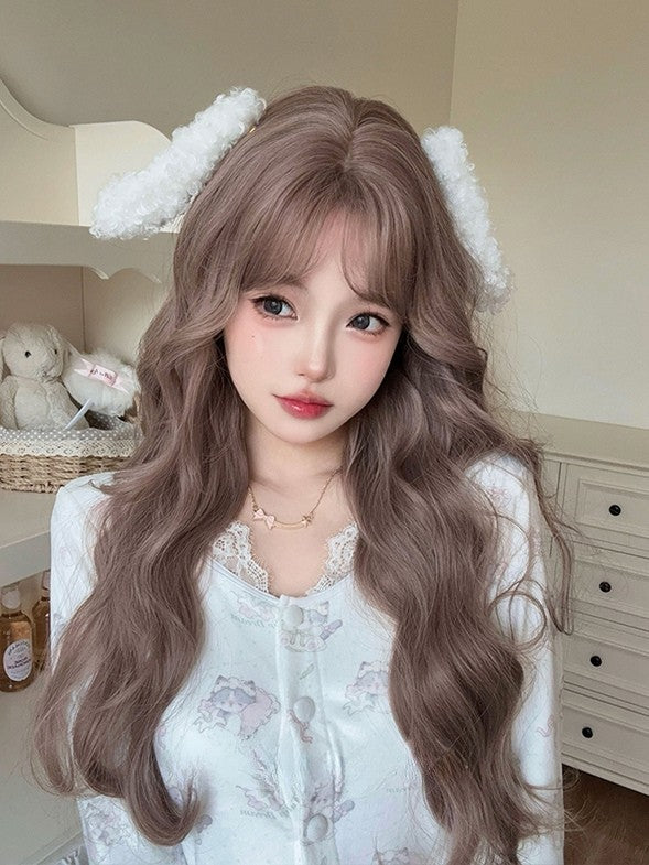 With Wig Bangs 72CM Length Wavy Champagne Curtain