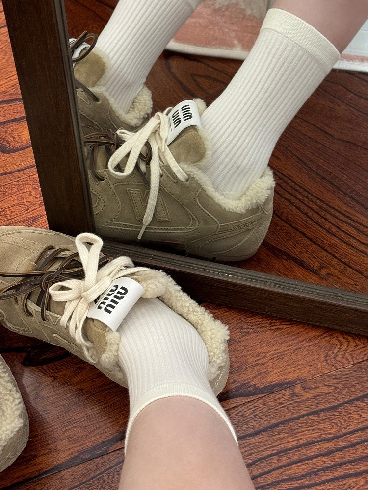 Calf Socks Pattern Striped White Lolita