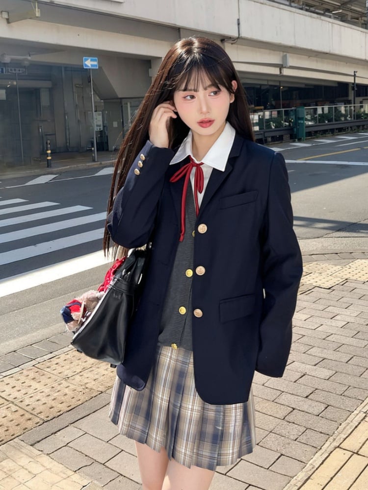 Dusty Purple Plaid Preppy Style 42CM/45CM/48CM/56CM JK Uniform Pleated Skirt