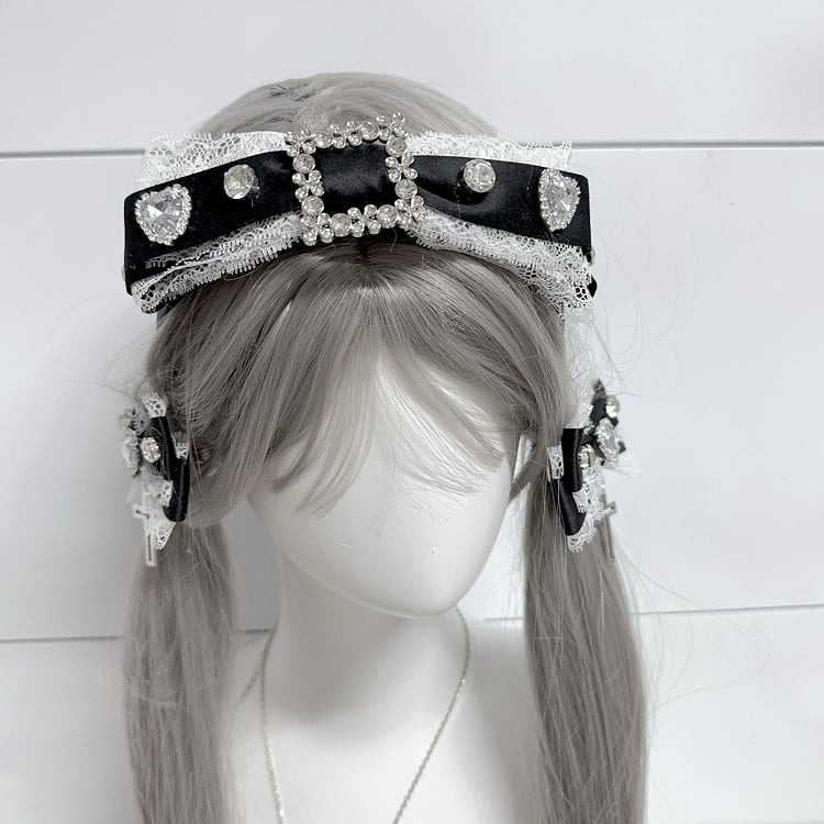 Jirai Kei Strass Orné De Dentelle Bowknot KC
