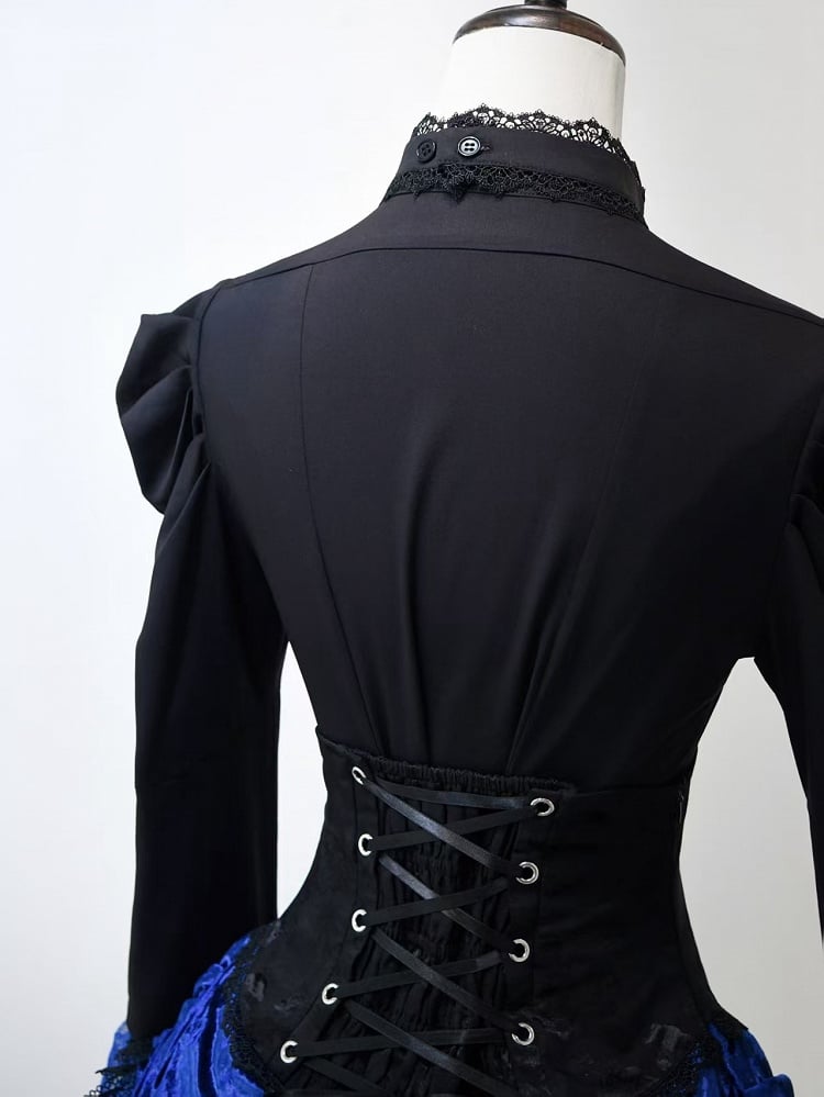 Sleeves Black Bell Shirt Lolita Layered and Klein Gothic Blue