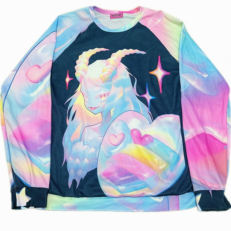 Gyaru Sweatshirt Bunte Cartoon Muster Mode