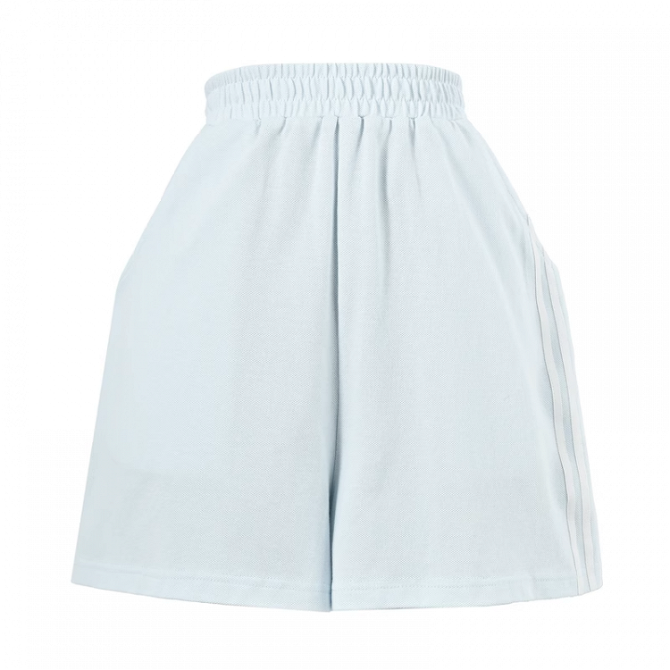 Light Blue Elastic Waist Straight-leg Shorts