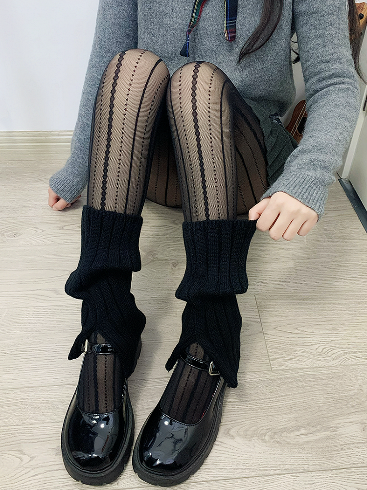 Milk White/Grey/Coffee/Black Split Knitted Leg Warmers