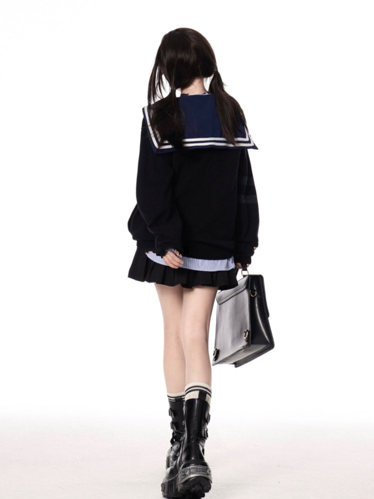 Knit Cardigan for JK Uniform Preppy Black/Gray V-neck Autumn Style