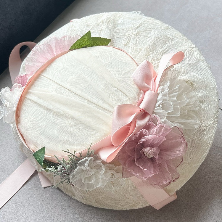 Elegant / Hut Lolita Blumenmuster Beige Schwarz