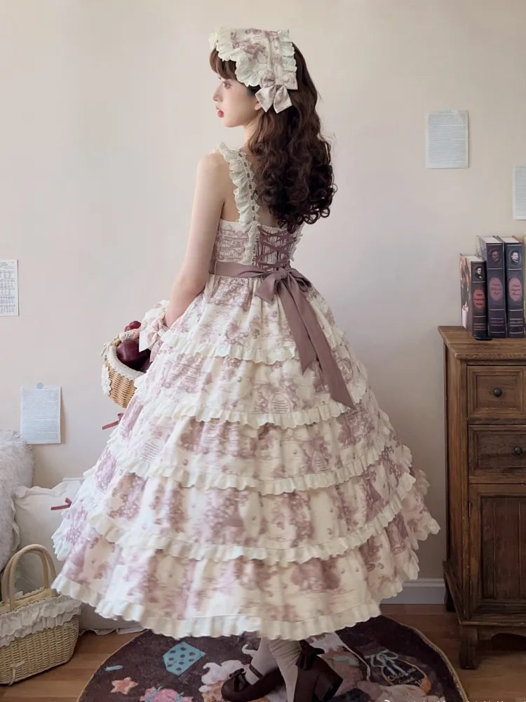Print Changeable Detachable Lolita Dress Length Dusty Purple Grapes Hem