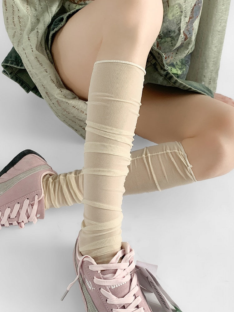 Under-Knee Beige/Pink/White/Nude Loose Stockings