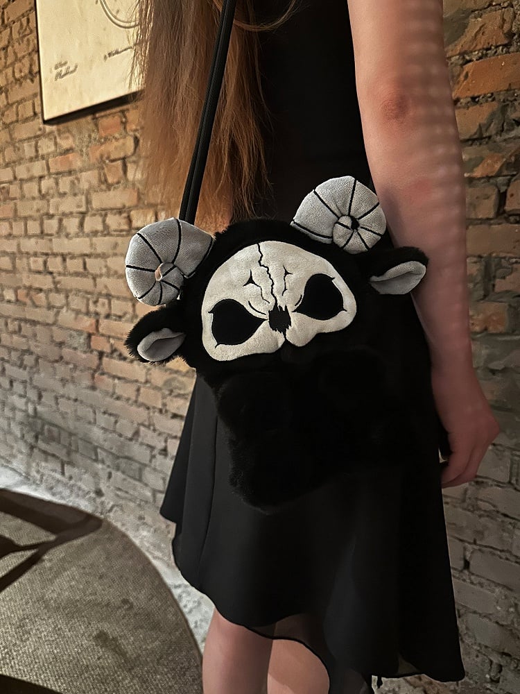 Black Grim and Doll Y2K Gothic Bag Plush White Reaper