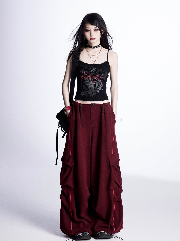 Red/Black Letter Print Vintage Cami Top Glamorous