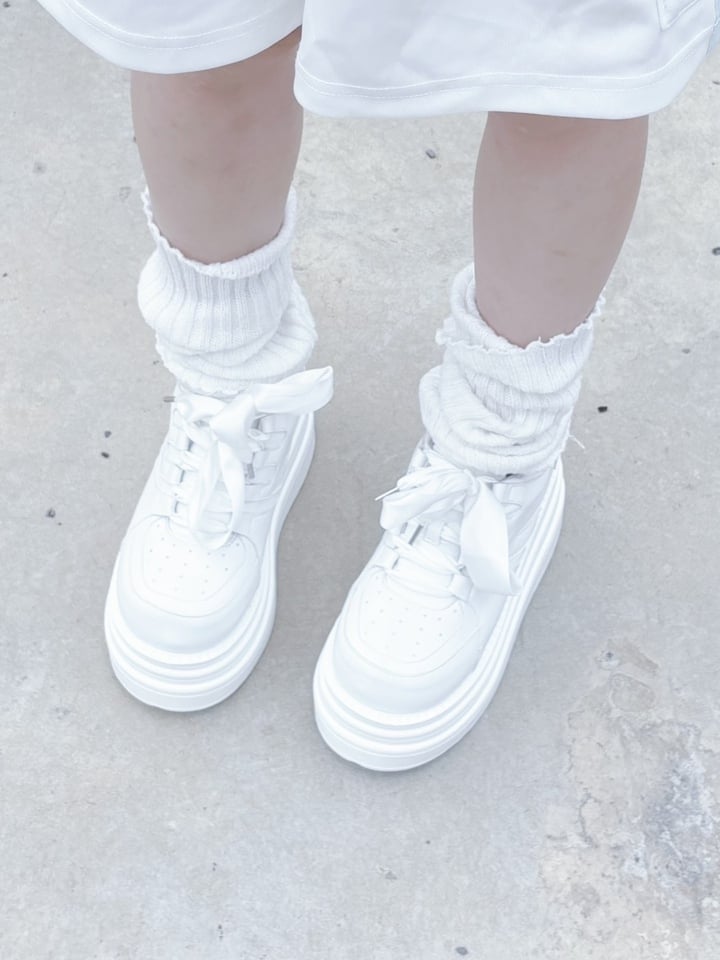 Schnür-Sneakers Kei Plateau Weiß mit Verschluss Jirai PU Design