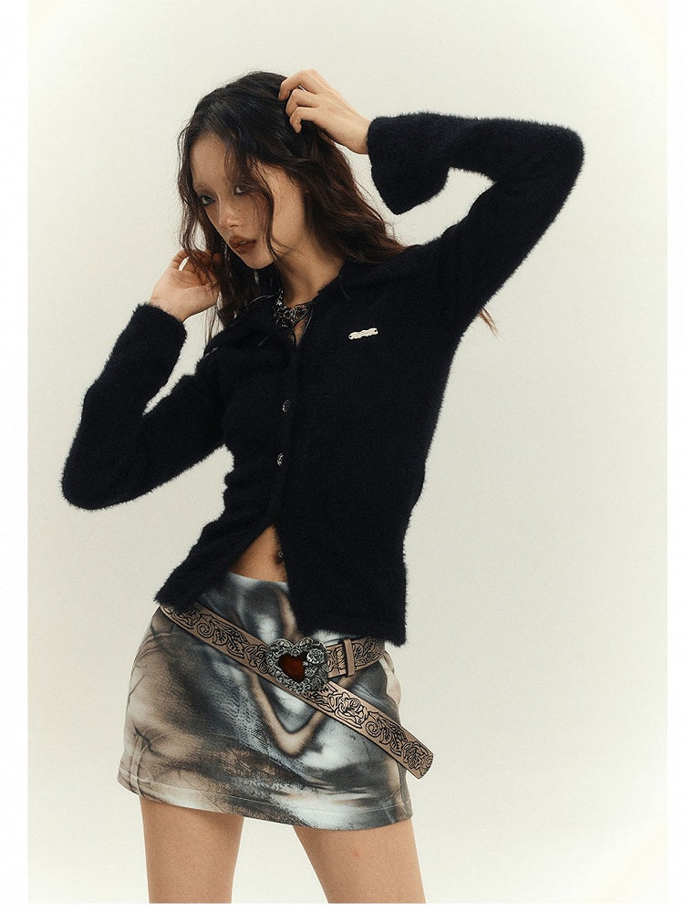 and Gray Punk Mini Bodycon Skirt Black