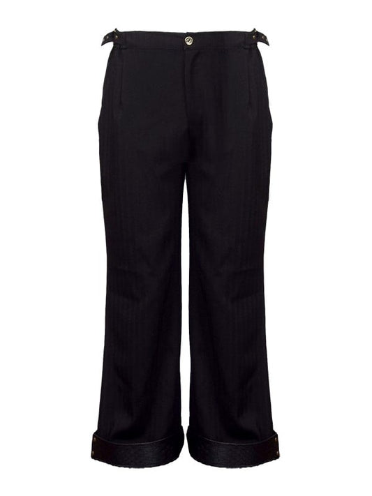 Scale PU Steampunk With Pattern Cuffs Black Pants