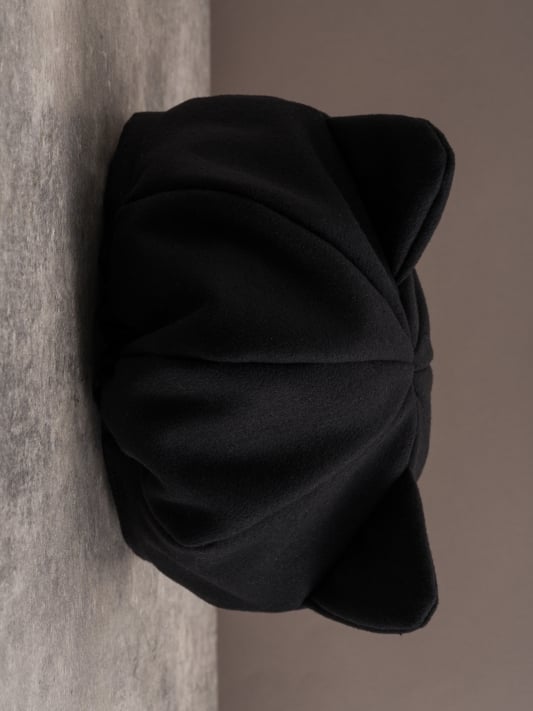 Applikation Baskenmütze Knochen Pin Katze Hut Plüsch Skelett Design verziert Ohr Gothic schwarz