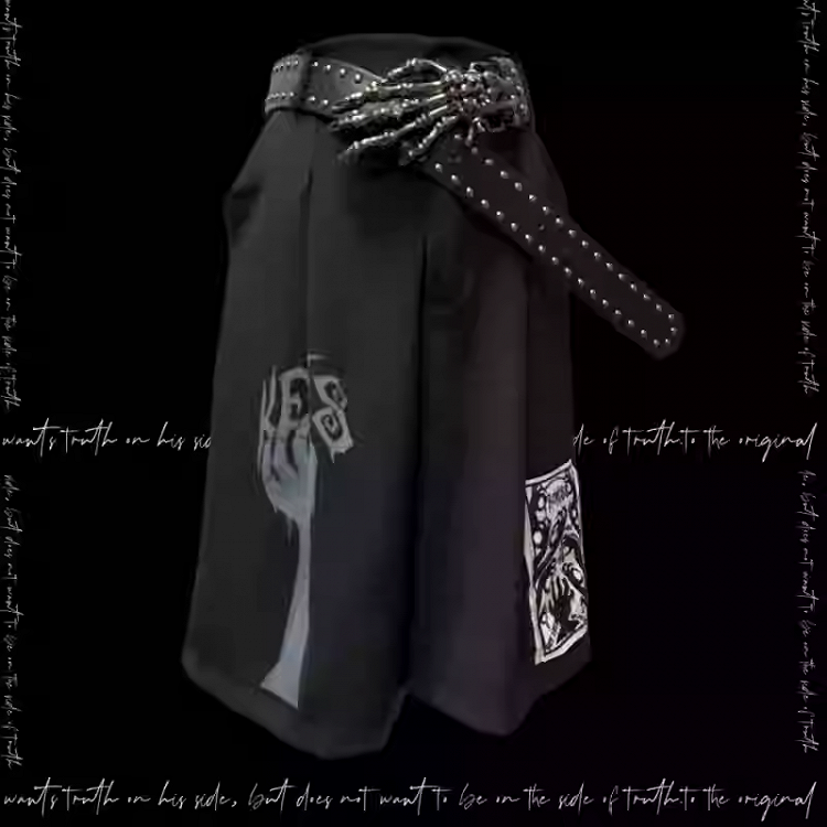 Punk Straight-Leg Shorts Applique Black