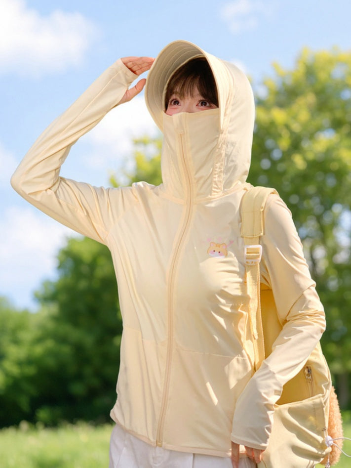 Apricot Kitty Print Loose Sun Protection Jacket