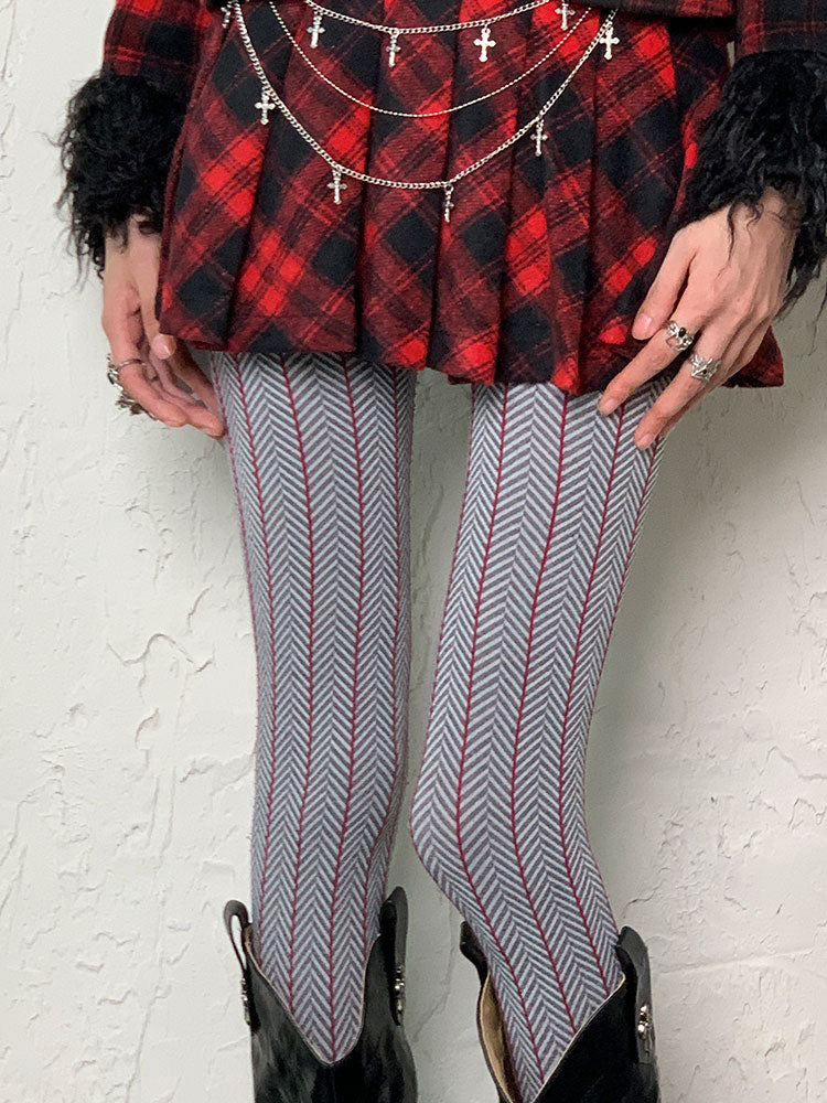 Collants d'hiver gris Y2K
