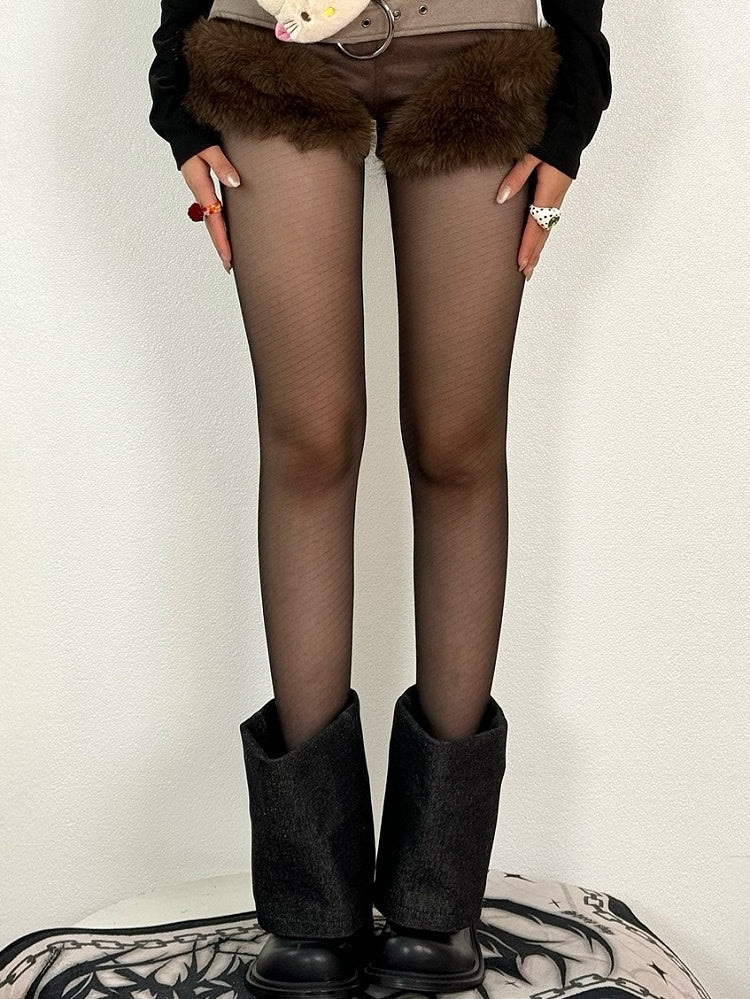 Black/Gray/White Pattern Striped Tights