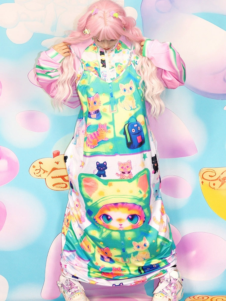 Dress Cat Cami Y2K Print Colorful