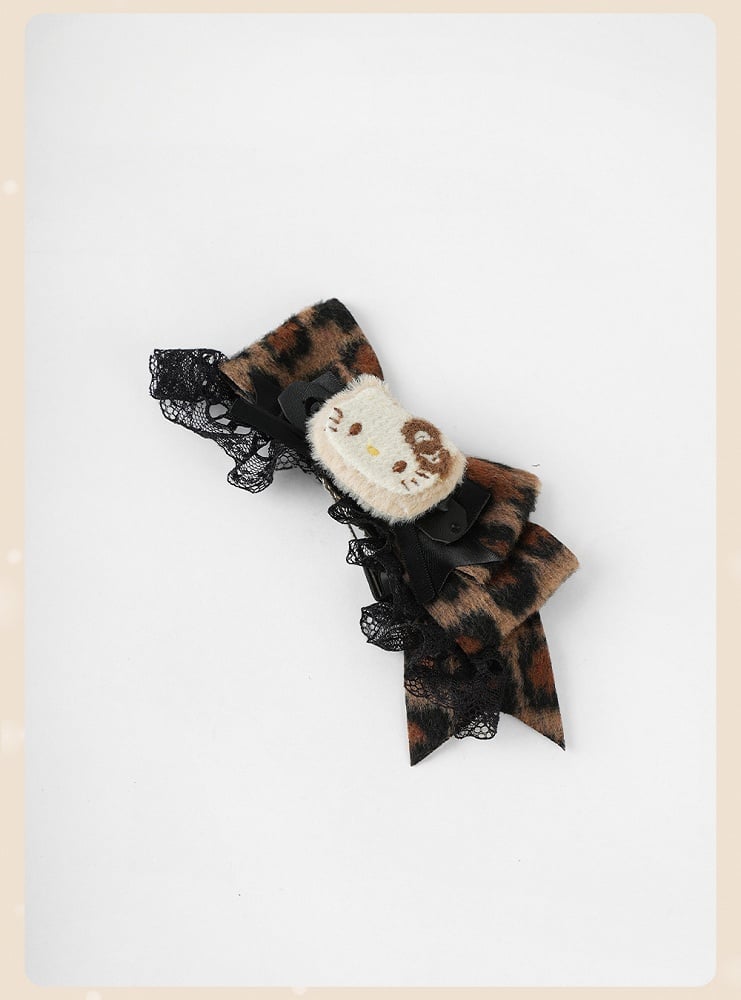 Kaffee Leopard Bowand Kitty Haarspangen