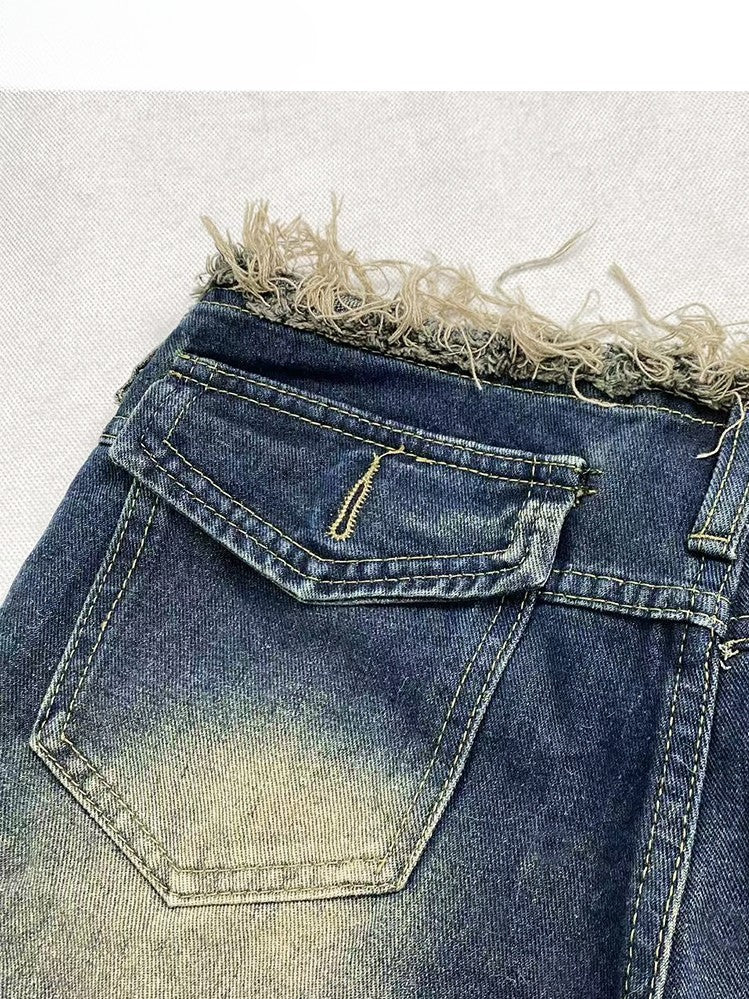 and Shorts Raw Cuffs Distressed Details Glamorous Y2K Frayed Blue