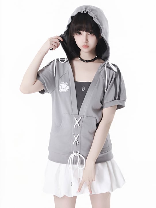 White Elastic Waist Bubble Skirt