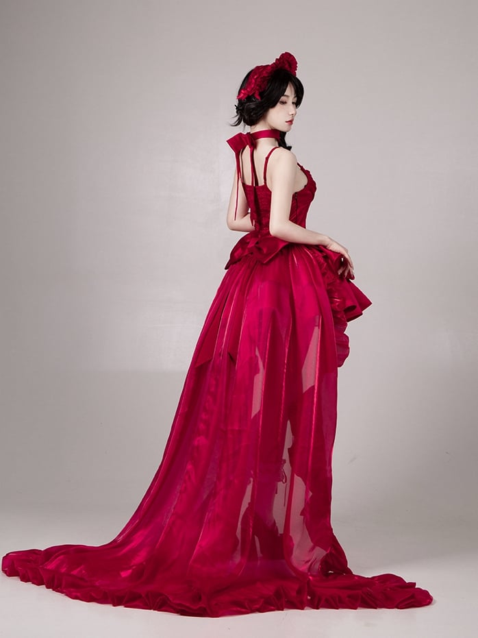 トリミングトレインフロア / レッドフラウンス丈ブラック