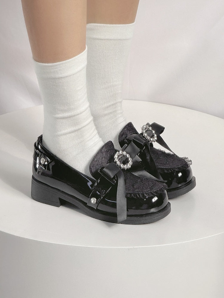 Loafer bei Bow Kei Shoes Top Slip-in Fit Schwarz Jirai