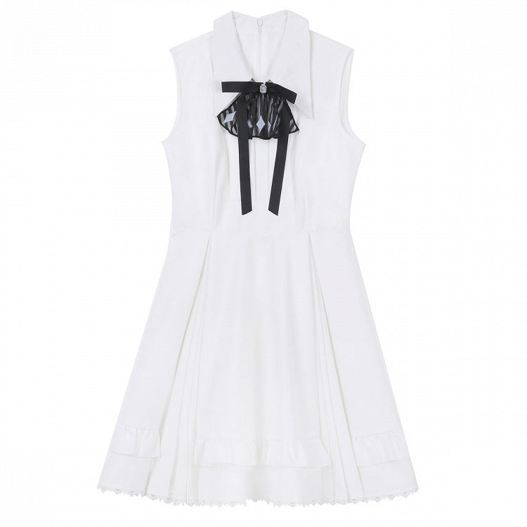 Waist Lolita Military Set High-low + Corset Cropped White Sleeveless Sleeves Full Skirt Futuristic Long Top Dress