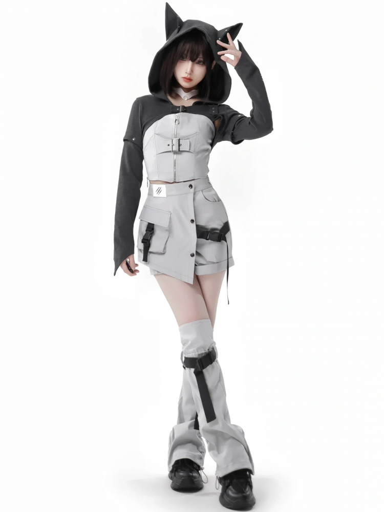 Gray Futuristic Techwear Skort