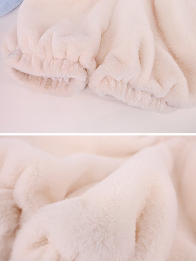 フータオ風ハロウィンベージュプラッシュオーバーオールショーツ