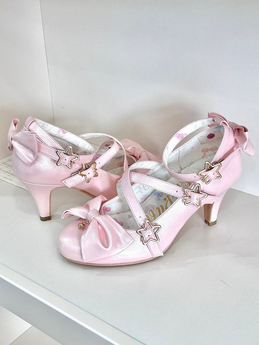 Crisscross Star Sweet mit rosa Lolita-Schuhen mit 6,5 cm Absatz und verträumtem Schnallen-Design