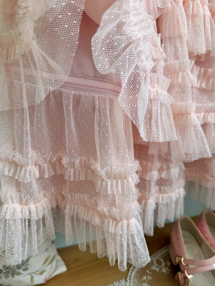Mesh Set Pink Vest Cotton Lolita Belt Elegant Dotted Waist - Multi-layered Tulle Skirt Classic +