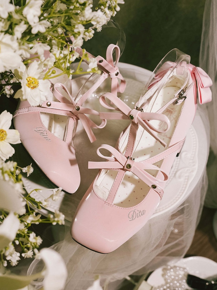 mit quadratischen eleganten Absätzen Pink Toe Middle