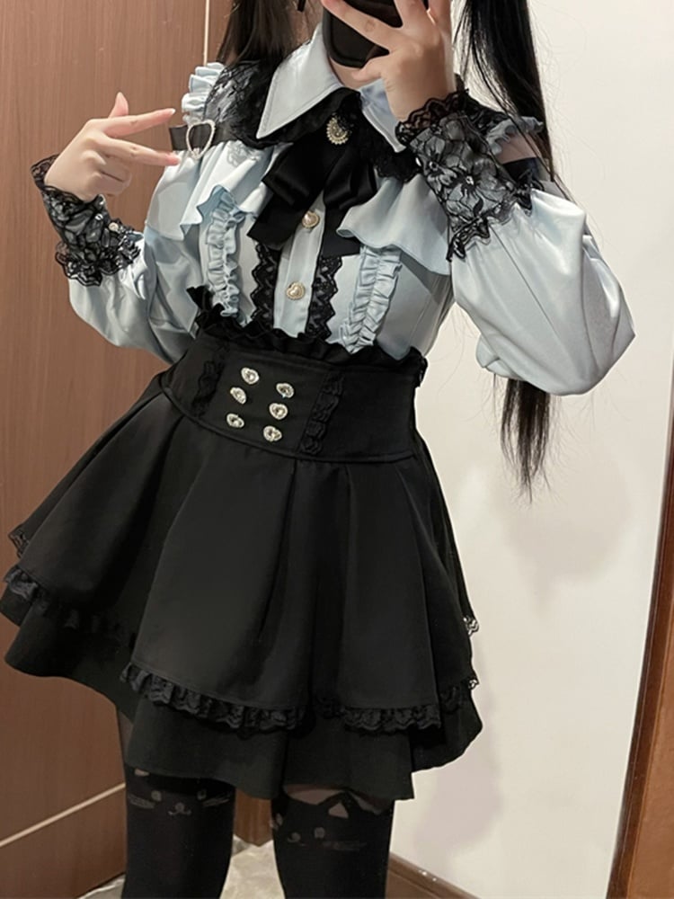 ライトグリーンのスイートハートボタン留めジライケイトップス