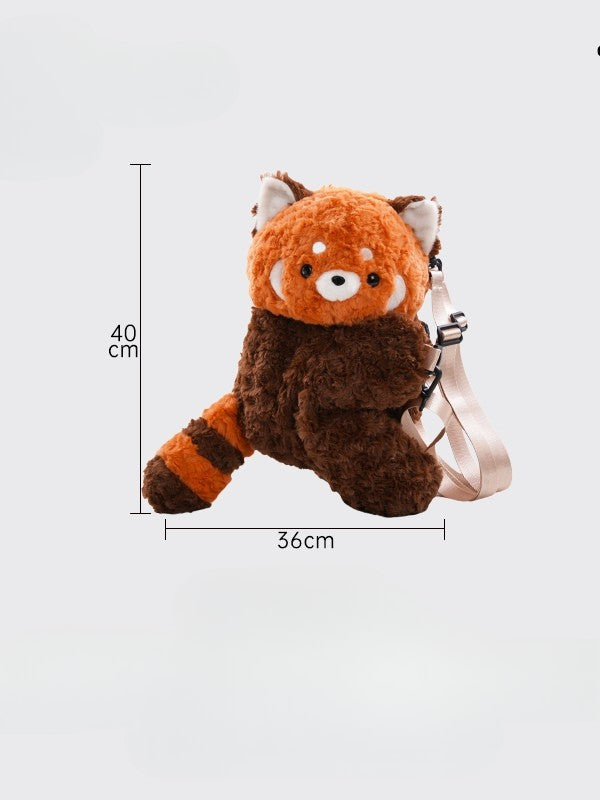 Red 40cm Backpack/Crossbody Panda Plush Bag Cute Brown