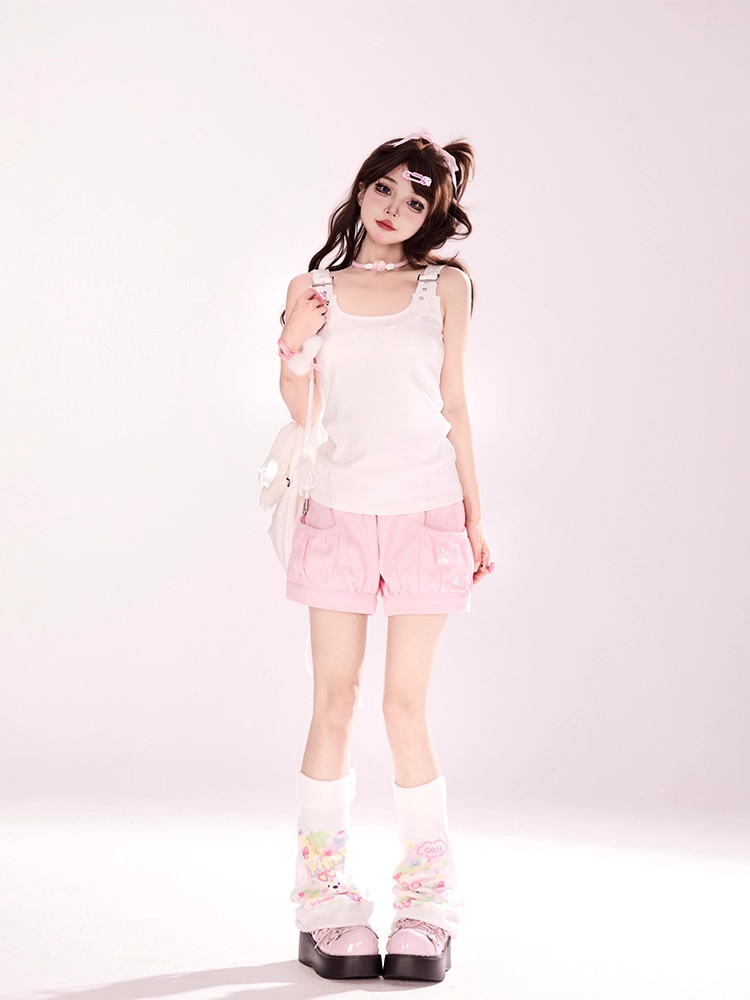 Shoulder White Angel Wings Design Back Tank Top Adjustable Straps
