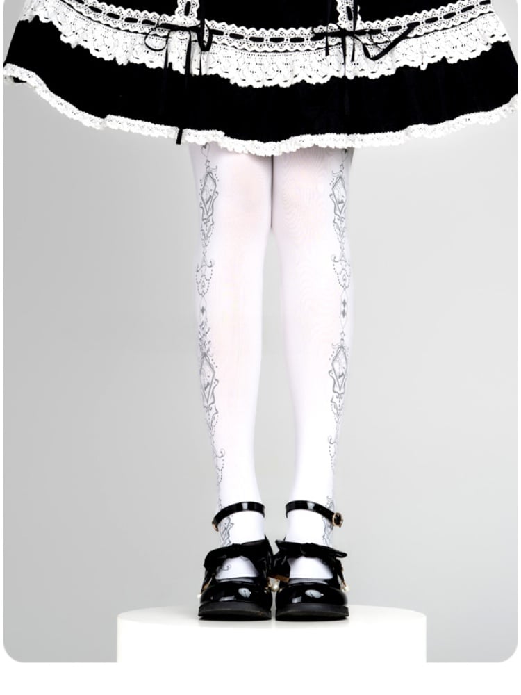 Collants Lolita blancs imprimés